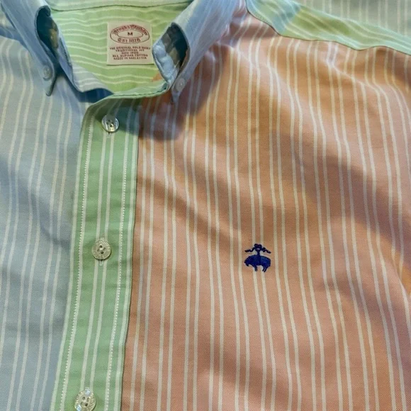 Brooks Brothers Pastel Striped Button Down Shirt Size M - Picture 7 of 10